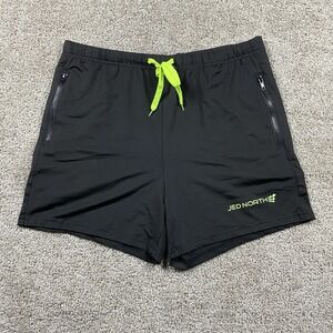 JED NORTH Agile Shorts Mens Large Black Neon Green Bodybuilding Zipper Pockets